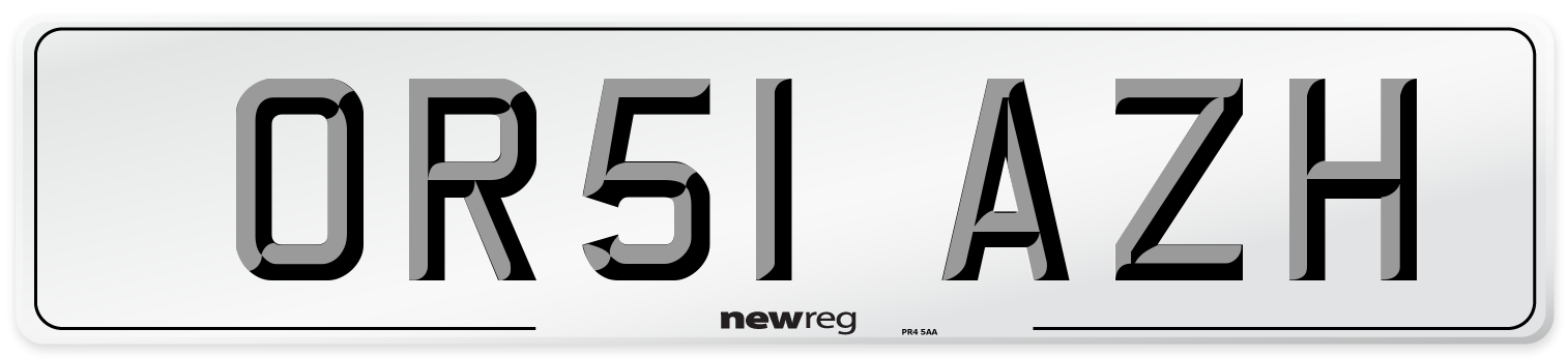 OR51 AZH Number Plate from New Reg